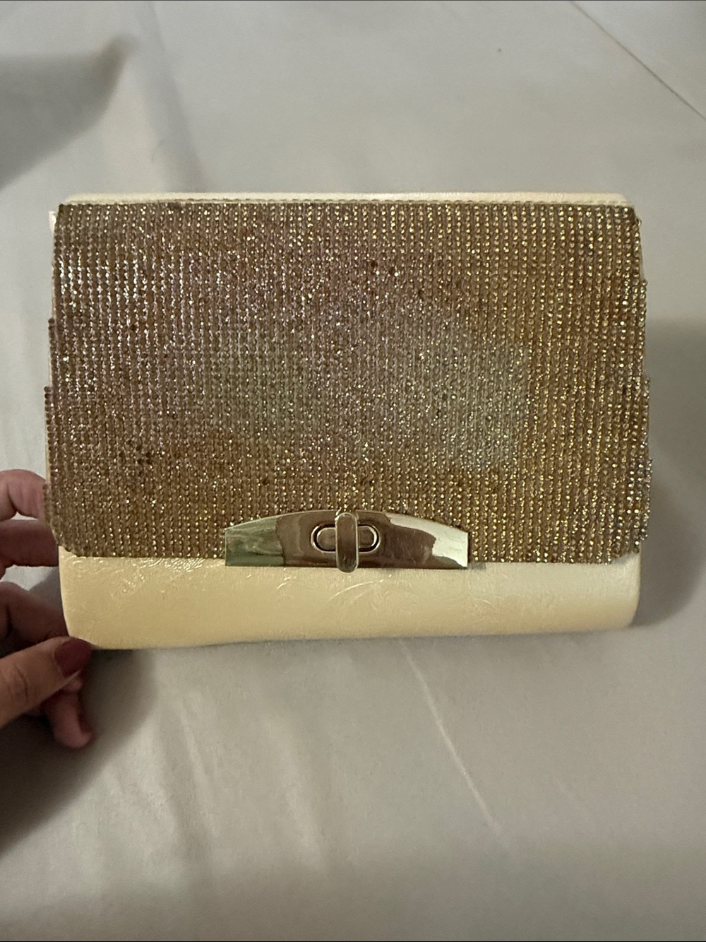 Elegant Gold and Cream Evening Clutch